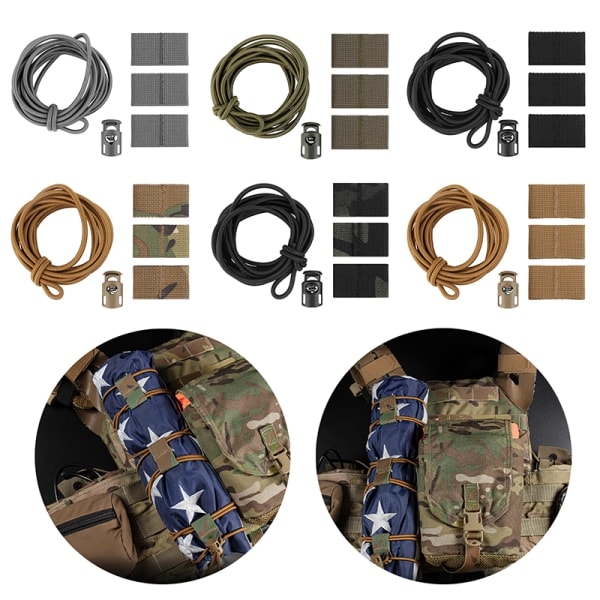 IC Taktisk Flagg Bungee Elastisk Fäste Snöre Retention Loo varg brun