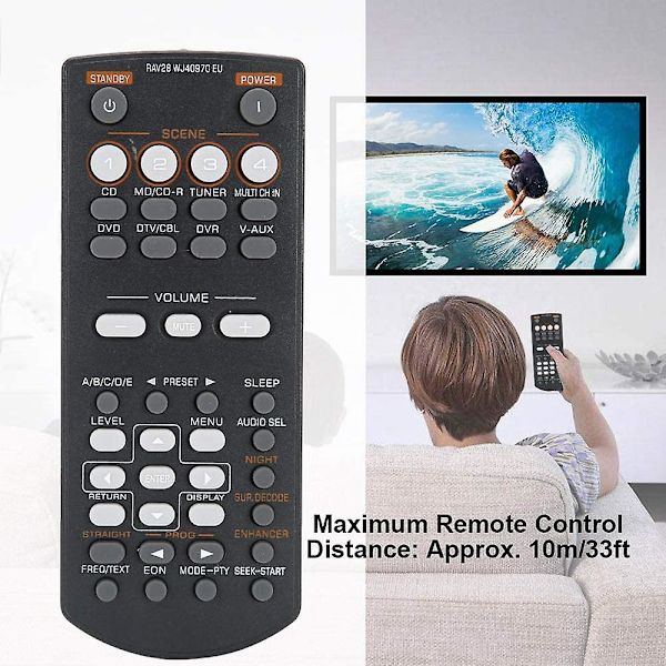 RAV28 WJ40970 EU Fjernbetjening til Hjemmeforstærker AV Receiver -6030 RX-V361 RAV34 RAV250 RX-V365 HTIB-680 black