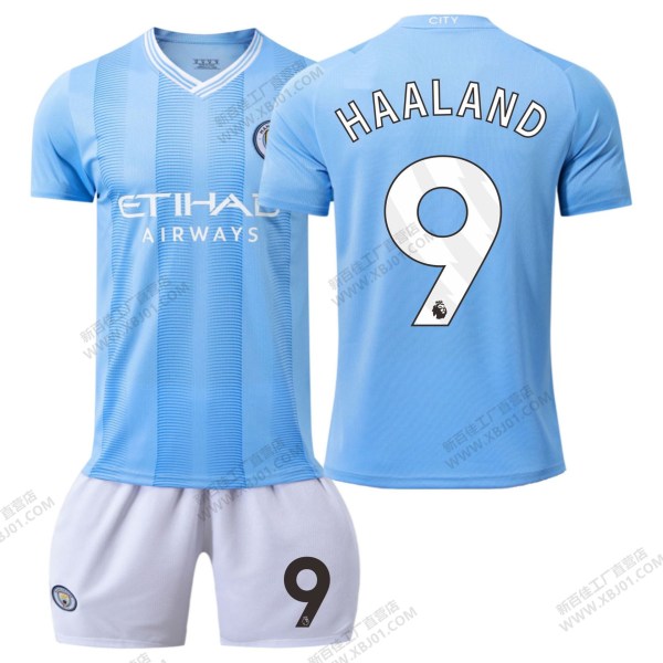 23-24 Manchester City hjemmebanetrøje nr. 9 Haaland 17 De Bruyne 10 Grealish fodbolduniform korrekt version af boldtøjet Home No. 9 22#