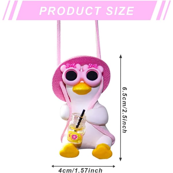 Auton lisävarusteet Swing Duck Swinging Duck Auton riipuskoriste Ihana Swinging Duck Auton riipus Siisti lentävä ankka aurinkolaseilla Auton taustapeili Pink