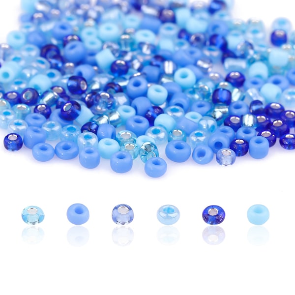 DIY Glass Hirseperler 6 Fargekombinasjoner Blue 3MM