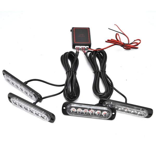 Bil 4x6LED Synkronisert Rød Blå Strobe Blinklys LED Nødvarslys 12V med Fjernkontroll