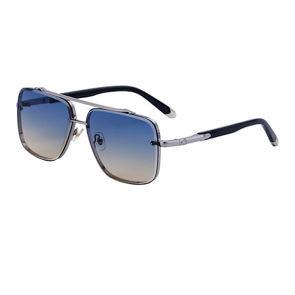 Partagas 2024 Fashion Trendy Luksus Designer Custom Logo Metal Dobbelt Bro UV400 Shades Solbriller Solbriller til Mænd C6 Silver Blue Yellow