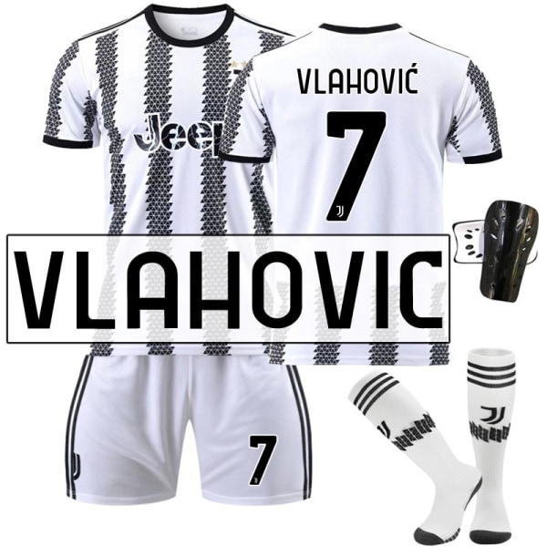 22-23 Ny version Juventus nr 7 Hovey nr 10 Pogba 22 Di Maria 10 Dybala fotbollströja set No. 7 Horwich with socks + gear #20