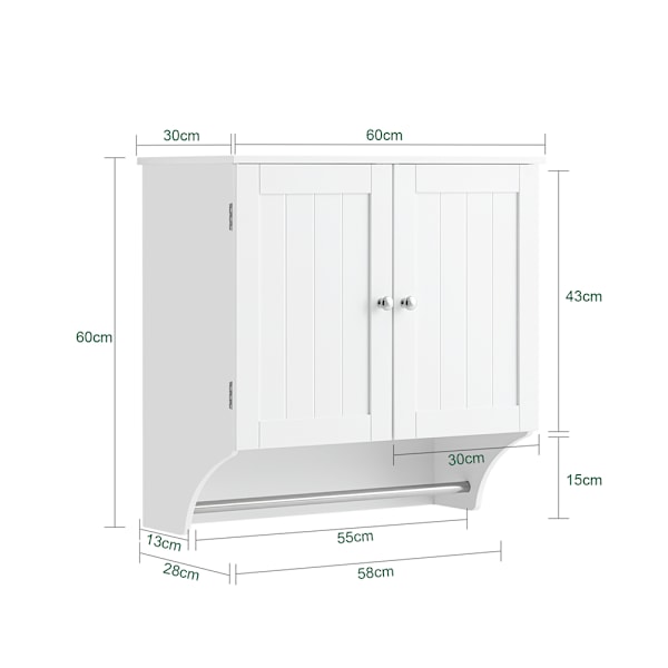 SoBuy seinäkaappi 2 ovella Kylpyhuonekaappi pyyhetelineellä BZR84- white Wall cabinet with 2 doors