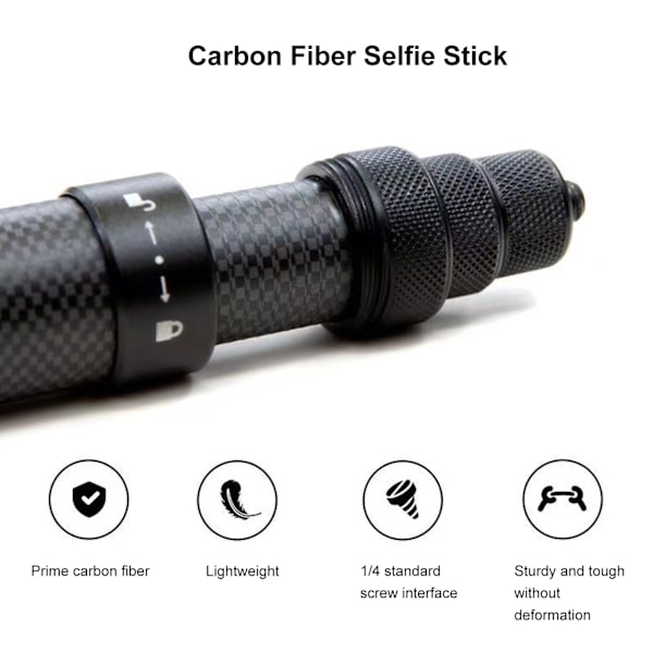 Förlängd Selfie Stick i Kolfiber Bärbar Handhållen Selfie-förlängningsstång för Kameror Stabilisatorer Stativ Monopods 1.5m / 4.9ft