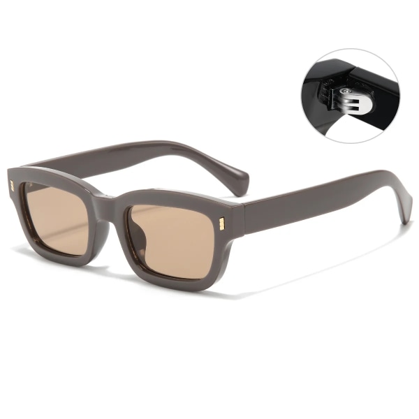 Solbriller 2024 Kvadratisk Originalt Design Transparent Grå Stel Shades Ris Søm Tilpasset Logo Briller SZ1002 C3 Coffee/Tea Polygonal