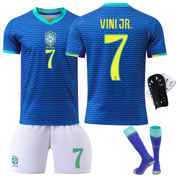 24-25 Brasilien borta fotbollströja nr 10 Neymar 7 Vinicius 9 Charlesson vuxen barn tröja set No number blank version XL