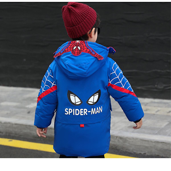 Spider-Man huvtröja för barn Varm vinterjacka Blå Blue 120cm(4-5 years)