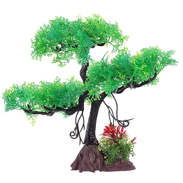 Kunstig fiskeakvarieplanter Dekorationsplanter Ornament Fiskeakvarie Plasttræ Dekoration（22X8X25cm，Som vist）