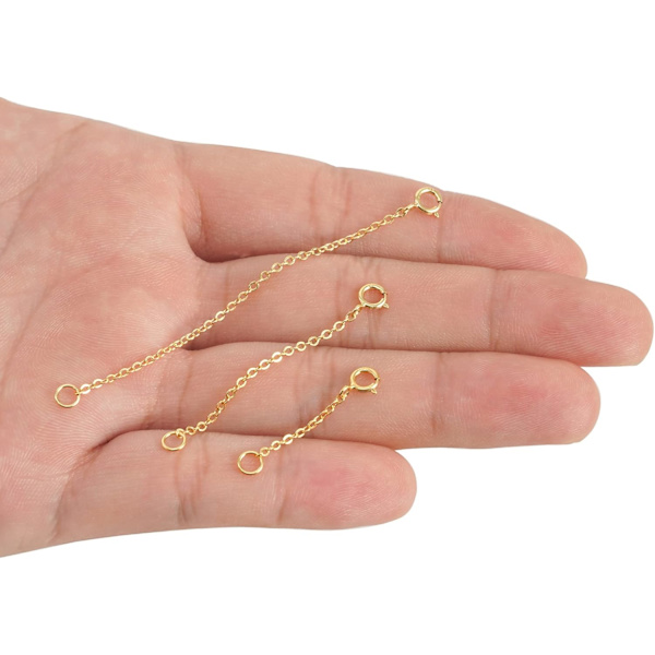 Guld Forlængere 14k Forgyldt Forlængerkæde 925 Sterling Sølv Forlængerarmbånd Forlænger Guld Kæde Forlængere til Halskæder 3 Stk (1 2 3 Tommer)