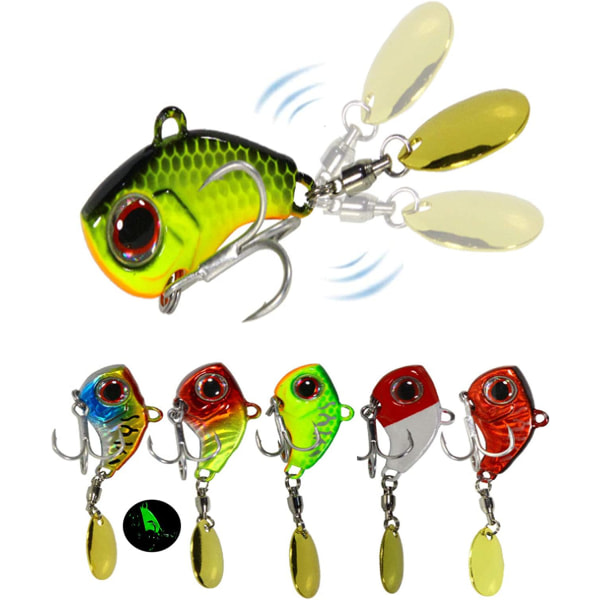 spin fishing, fishing, jig spinners, lures, fishing gear, jig spinners for perch and pike, 6 pieces
