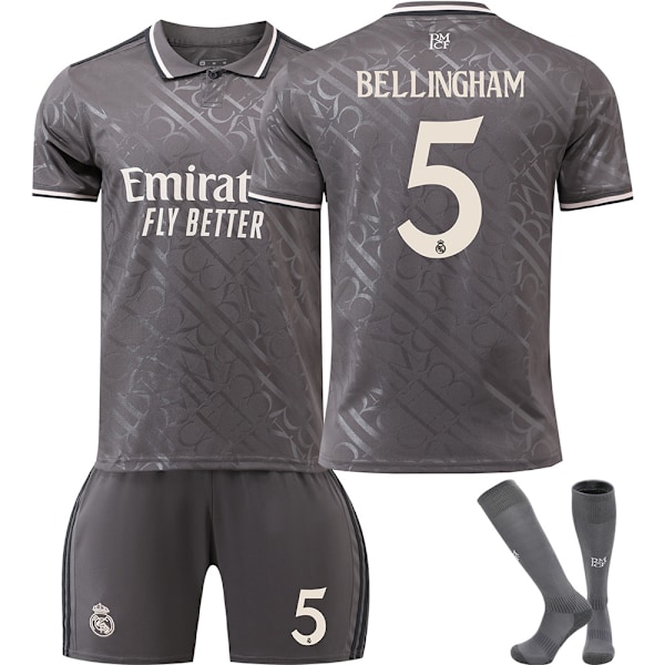 2024-2025 Real Madrid Udebanesæt Fodboldtrøje Nr. 5 Bellingham Børn 16