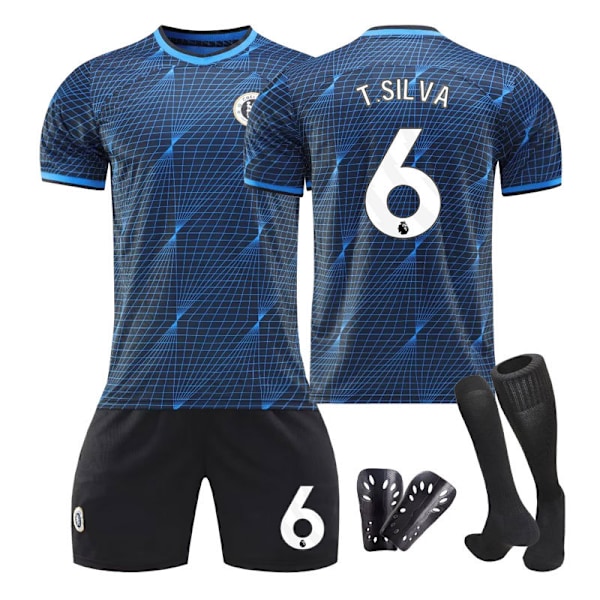 23/24 Chelsea Borte Fotballdrakt for Barn med Sokker og Beskyttelsesutstyr 6 T.VIL VA 6 T.WIL VA children's sizes18