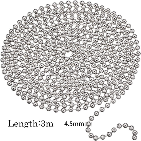Kulekjede 3 meter lang med 4,5 mm diameter med 10 typer c