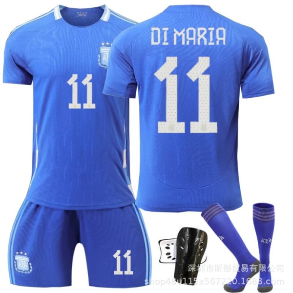 Ny 24-25 Argentina borta nr 10 Messi landslagströja barn fotbollströja set No. 21 + socks M size is suitable for heights