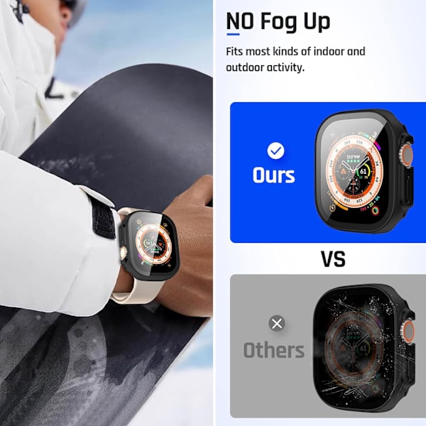 Vandtæt etui til Apple Watch Ultra 49 mm skærm Sort Black 49mm