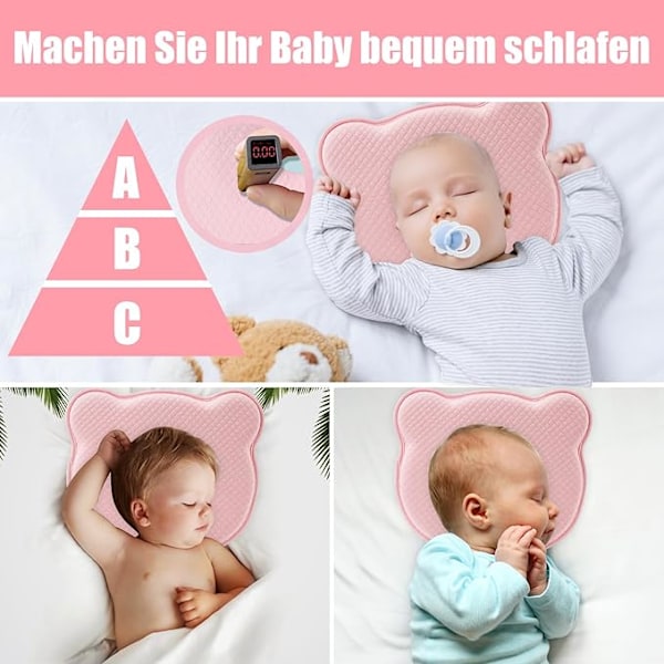 Babykudde sidostöd kudde babykudde anti-platt huvud babykudde huvuddeformation 103% bomull, babyhuvudkudde minnesskum för - Grön Green