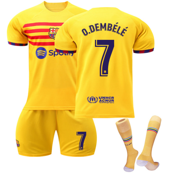 2022-23 Barcelona tre borta gul nr 9 Lewandowski 6 Gavi fotbollströja Katalonien element tröja Size 7 with socks #XL