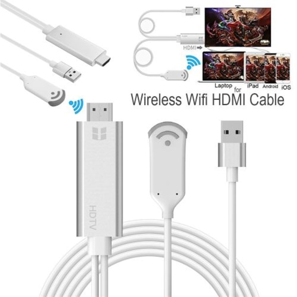 Trådløs Wifi-skjerm HDMI-kabel 1080P HDTV-adapter for iPhone