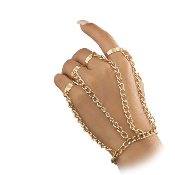 Metal Finger Ring Armband för kvinnor Justerbara Kedjor Ringar Hand