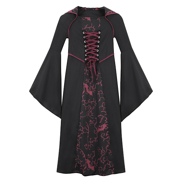 Halloween-tyttöjen esiintymismekko vampyyri-noita-asu viininpunainen wine red 130 cm