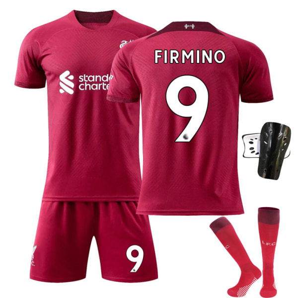 Liverpool hemmatröja nr 11 Salah nr 10 Mane fotbollströja nr 4 Van Dijk säsongen 22-23 No. 9 with socks + protective gear Children's size 16