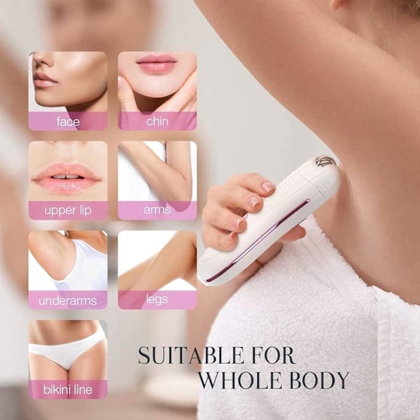 Epilator för kvinnor, för ansikte, armhåla, bikini och ben, med LED-ljus