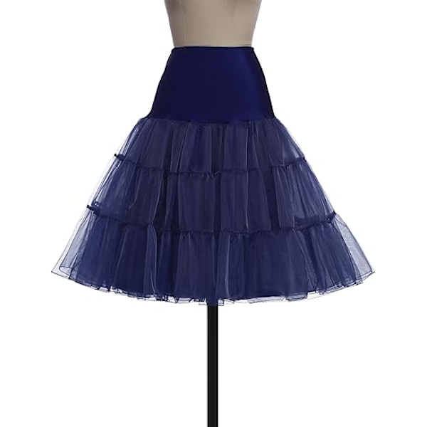 50-talls Petticoat Rockabilly Kjole Crinoline Tutu for Kvinner ZX Blå blue L