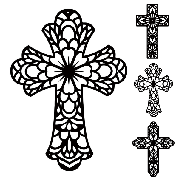 Akrylhängande väggkors för heminredning - Blommig design, perfekt present till vardagsrum eller sovrum Religiös väggkonst A