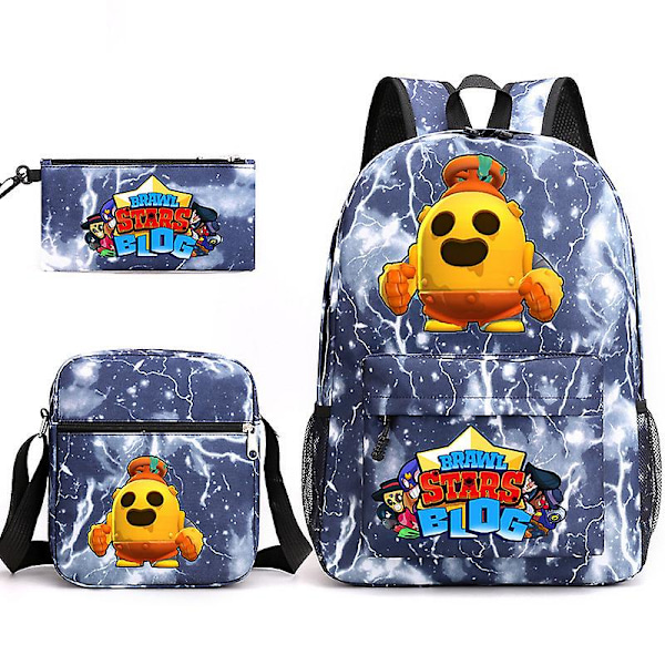 BRAWL STARS Wilderness Battle 3 Piece Backpack Set for Male and Female Students Shoulder Pad Backpack Style 7