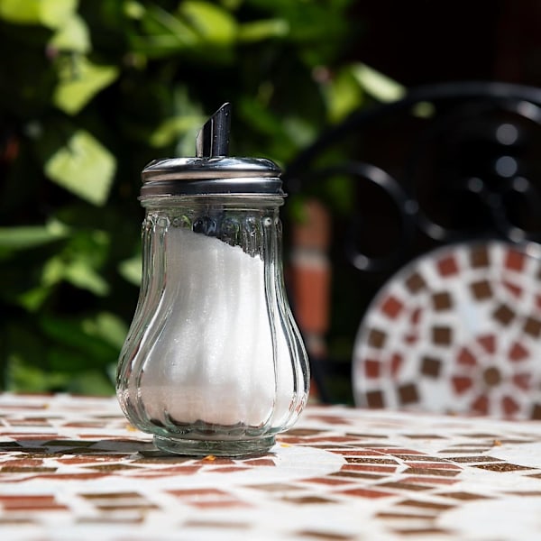 HK Glas Sockerdispenser Hällpip, Retro Stil Sockerburk Karaff Café Bistro Restaurang Sockerströare Skål (Glasdispenser)