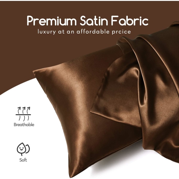 Silke Satin Pudebetræk 2-pak (uden fyld) Chokolade Chocolate 51X91cm