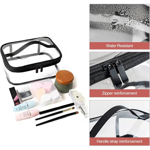 Transparent necessär, Funnasting Transparent Makeup Bag Vattentät Transparent Bärbar Resväska med Handtag och Dragkedja (Grön)