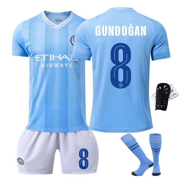 23-24 Champions League-version Manchester City fodboldtrøjesæt nr. 9 Haaland 47 Foden 17 De Bruyne nr. 8 trøjesæt Size 8 with socks and gear 20 yards