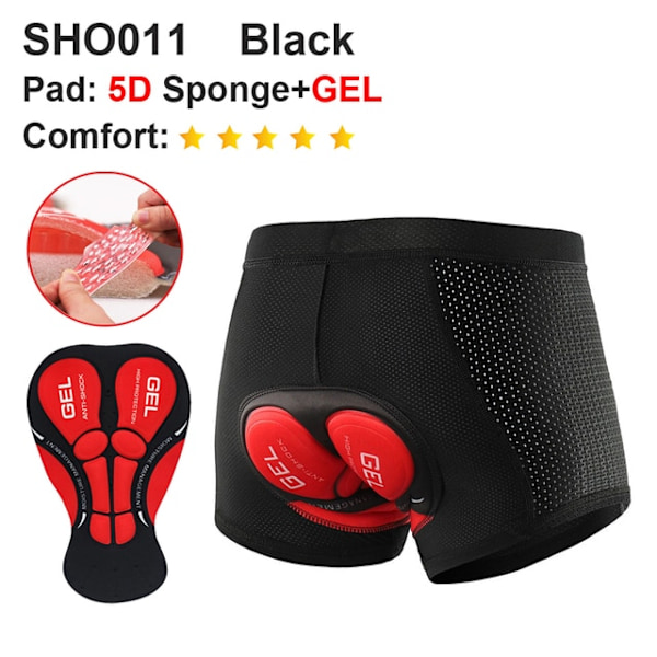 Åndbare cykelshorts cykelundertøj gelpude - sort Black 2XL