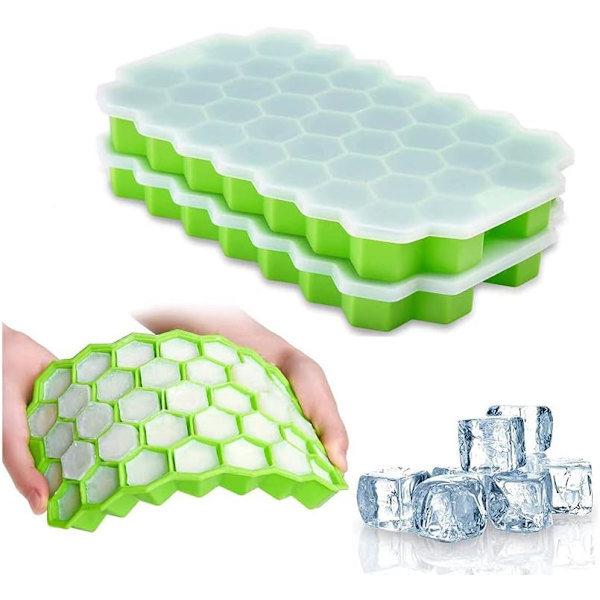 Isterningbakke med låg, bløde silikone isterningforme, diamantformede isterninger til drinks og desserter, nemme at fjerne (grøn, 2 pakker) Grøn, 2 pakker Green, 2 Packs Green, 1 Pack