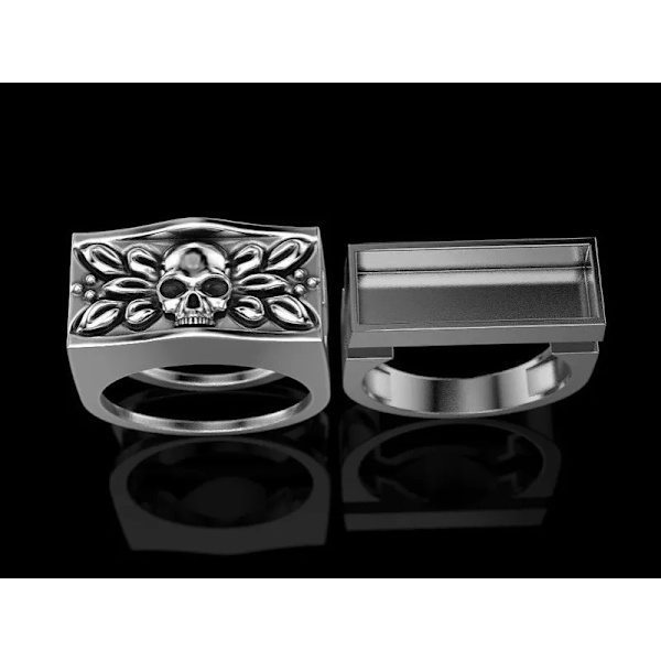 Osynlig fackring Skalle Ring Punk Skalle Set Ring Silver 8