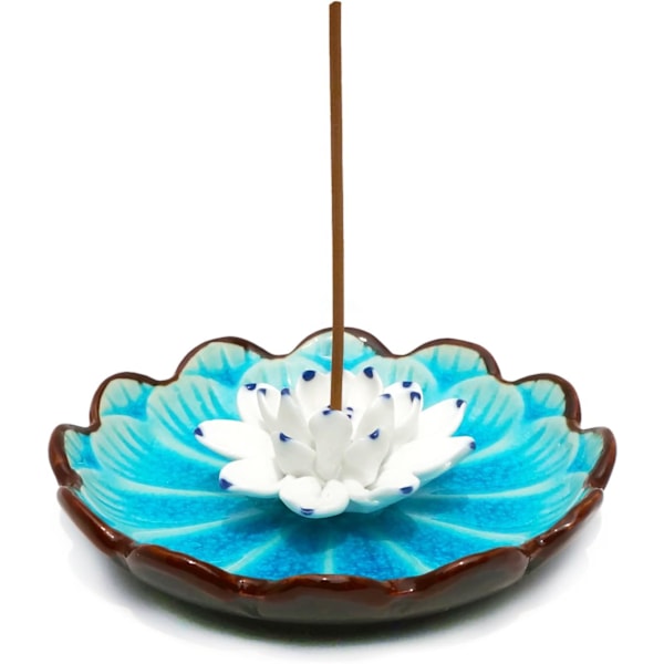 Røgelseholder - Dekorativ blomster røgelse brænder stand i porcelæn - Keramisk røgelse kegle askefanger