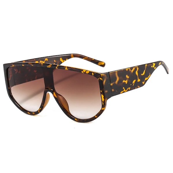 Twooo 9095 Kesävarjostimet Yksi Linssinen Ylisuuret Hip Hop Lasit Naiset Suunnittelija Aurinkolasit C3 Leoaprd / Brown designer fasionable sunglasses