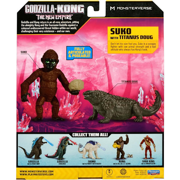 Godzilla x King Kong jättiläinen Skar toimintahahmo lelut Shimo Suko Doug toimintahahmon kanssa Suko with Doug