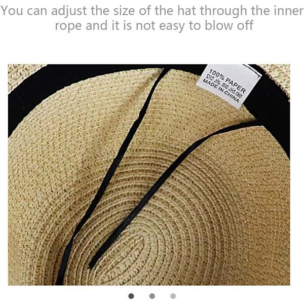 Hatt i Panama-stil i strå for damer, Fedora, strandhatt med bred brem, rullbar stråhatt, UPF 50+, 1 stk Fedora Beige 1 Pc Fedora Beige One Size