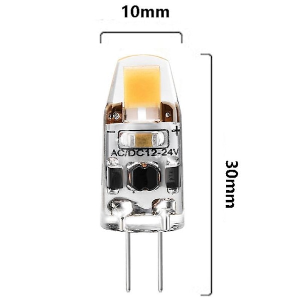 G4-lamput 2W G4 LED-lamput, vastaa 20W G4 halogeeni-lampun tehoa, korvaava osa, G4-liitäntä AC/DC12V-24V, kylmä valkoinen, 10 kpl As Shown