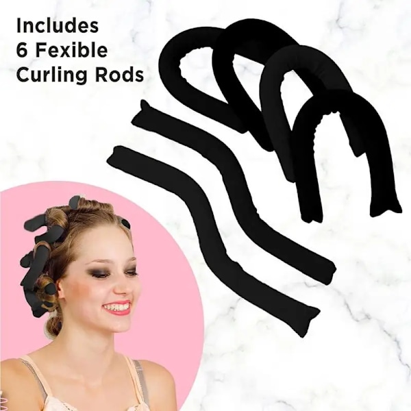 6 stk. Lazy Heatless Curling Rod Hovedbånd Ingen Varme Silke Krøller Bånd Hårruller Sovende Hår Krøller Skum Stang Hår Styling Værktøj