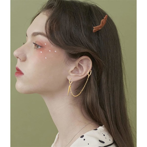Minimalistiska Spike Dangle Drop Hoop örhängen för kvinnor, flickor, män