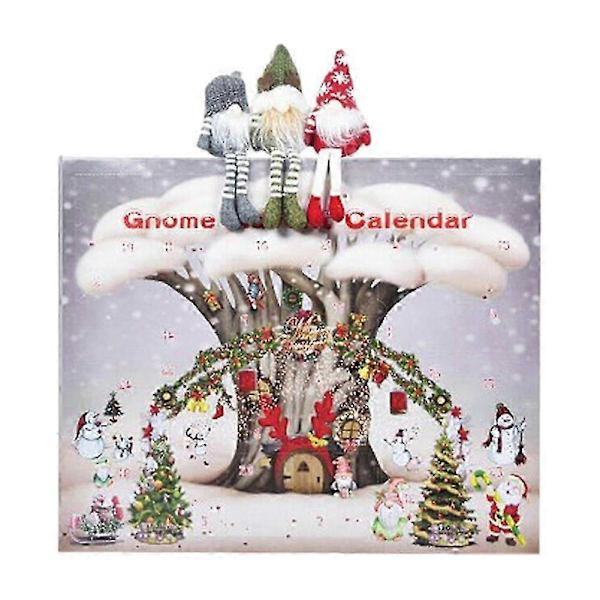 Julemandens Adventskalender 2024 med 24 Plys Julemænd, Julegave 2024 til Børn og Voksne Default