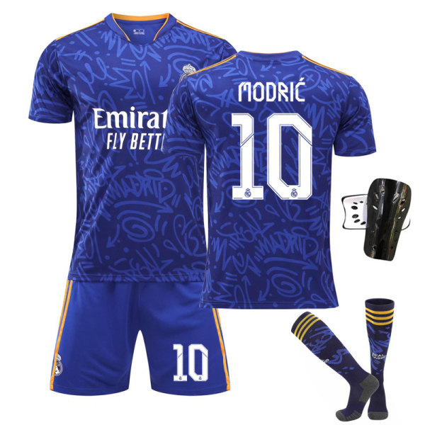 21-22 Real Madrid bortaställ kungligt blå nr 9 Benzema tröja nr 20 Vinicius 10 Modric 8 Kroos 35-time champion with socks +gear 2XL#