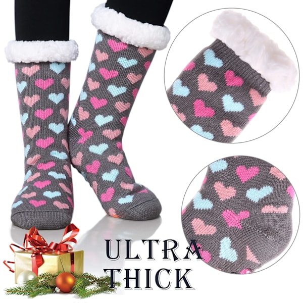 Dam Fleece Foder Fuzzy Mjuka Varma Vinter Jul Tofflor Strumpor
