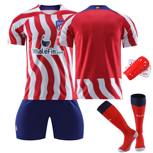 22-23 Atletico Madrid kotipaita No. 8 Griezmann jersey set No. 7 Philips sukat Correa jalkapalloasu No. 9 with socks + protective gear #XS