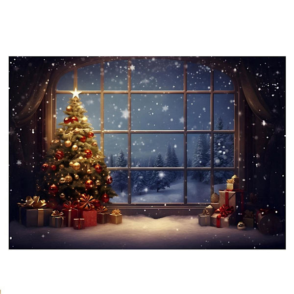 210x150cm Julbakgrundstyg Julgran Snöflinga Festdekoration Barnfotografering